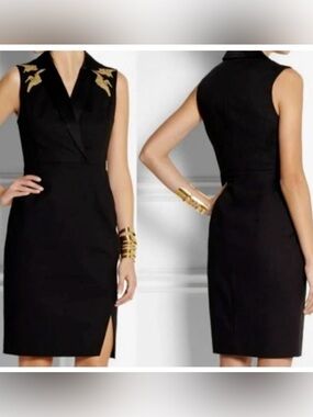 Altuzarra x Target Black Sheath Dress with Gold Shoulder Embroidery